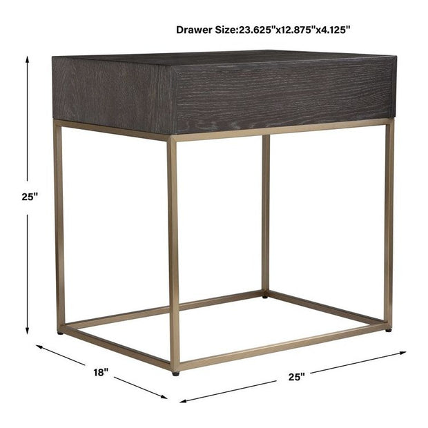 Uttermost Armistead Side Table With Brushed Bass Base