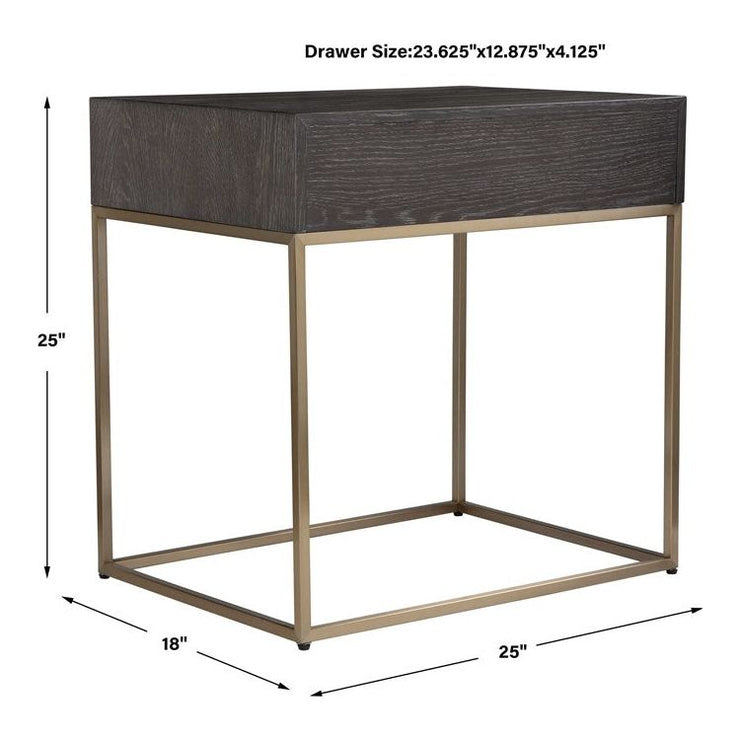 Uttermost Armistead Side Table With Brushed Bass Base