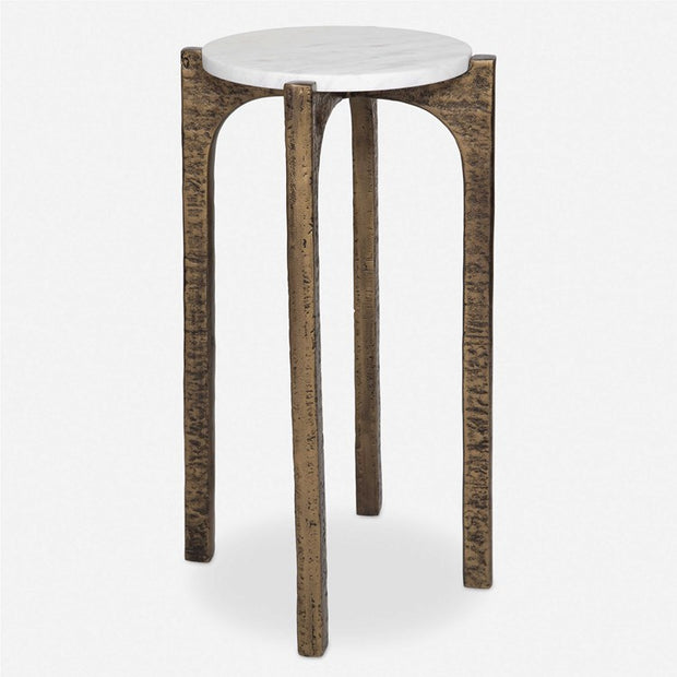 Uttermost Vivi Natural Marble Top With Antique Brass Base Drink Table