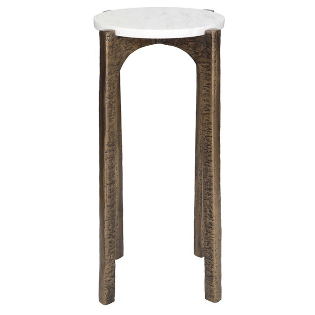 Uttermost Vivi Natural Marble Top With Antique Brass Base Drink Table