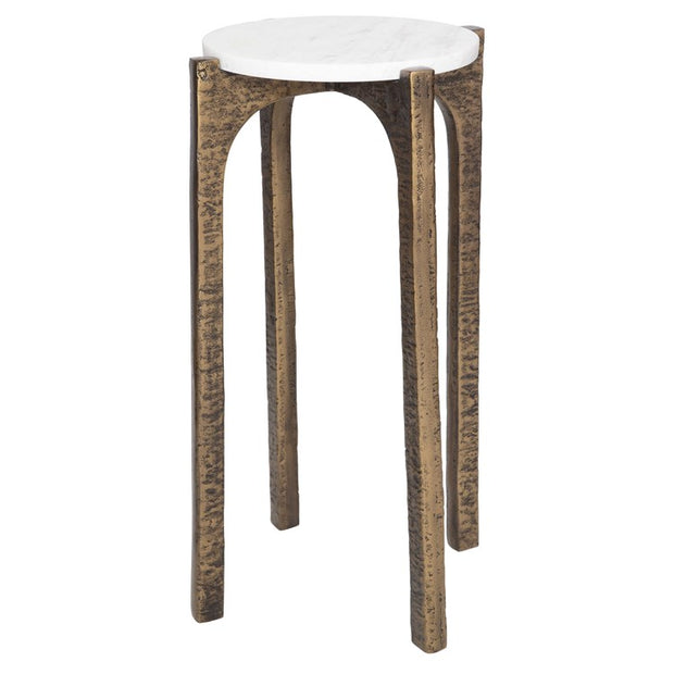 Uttermost Vivi Natural Marble Top With Antique Brass Base Drink Table