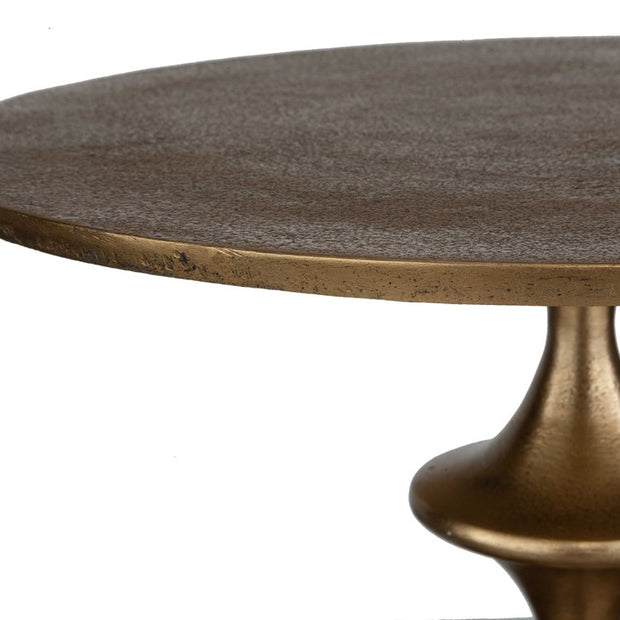 Uttermost Flight Round Antiqued Brass Modern Curved Base Accent Table