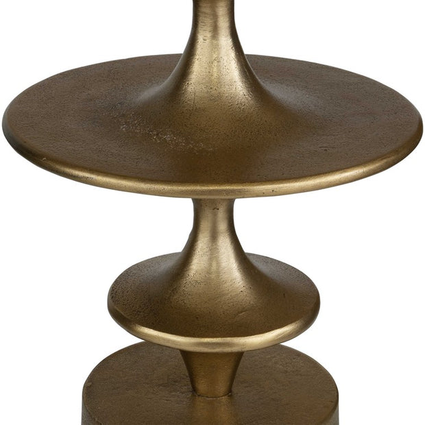 Uttermost Flight Round Antiqued Brass Modern Curved Base Accent Table