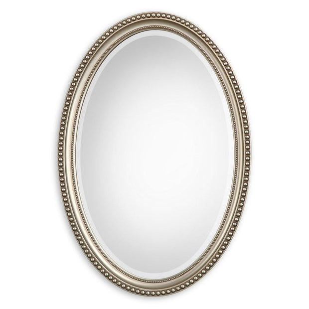 Casa Bella Living Oval Beaded Silver Finish Mirror