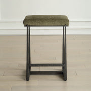 Uttermost Midas Antiqued Bronze Iron Counter Stool With Moss Cushioned Seat