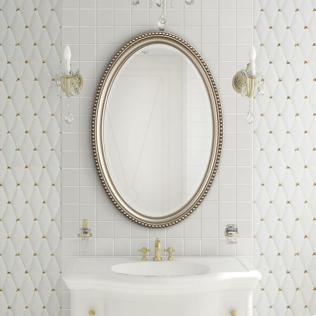 Casa Bella Living Oval Beaded Silver Finish Mirror