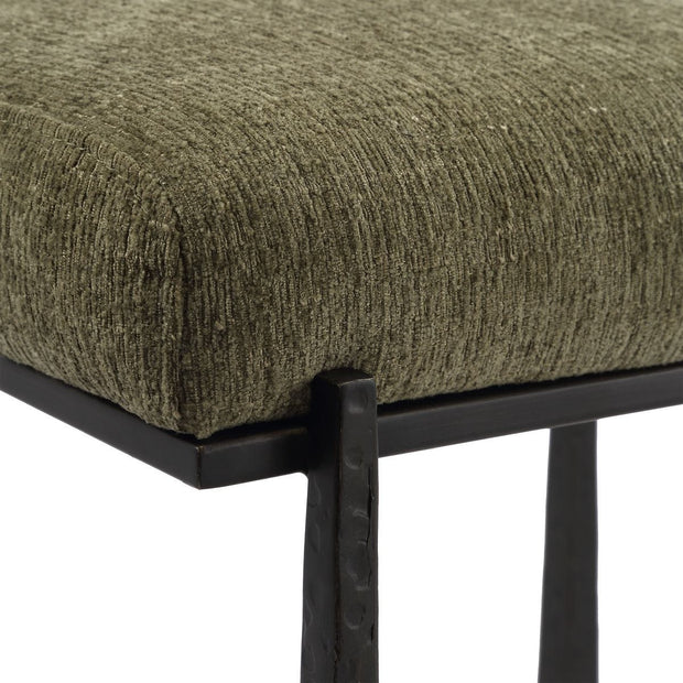 Uttermost Midas Antiqued Bronze Iron Counter Stool With Moss Cushioned Seat