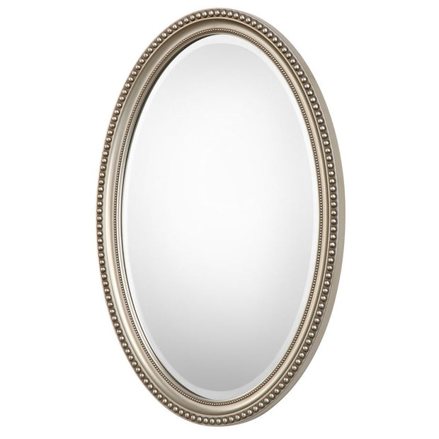 Casa Bella Living Oval Beaded Silver Finish Mirror
