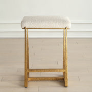 Uttermost Midas Antiqued Gold Iron Counter Stool With Cushioned Seat