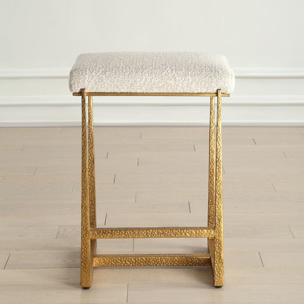 Uttermost Midas Antiqued Gold Iron Counter Stool With Cushioned Seat
