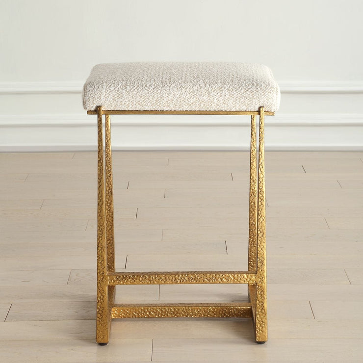 Uttermost Midas Antiqued Gold Iron Counter Stool With Cushioned Seat
