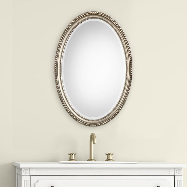 Casa Bella Living Oval Beaded Silver Finish Mirror