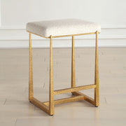 Uttermost Midas Antiqued Gold Iron Counter Stool With Cushioned Seat