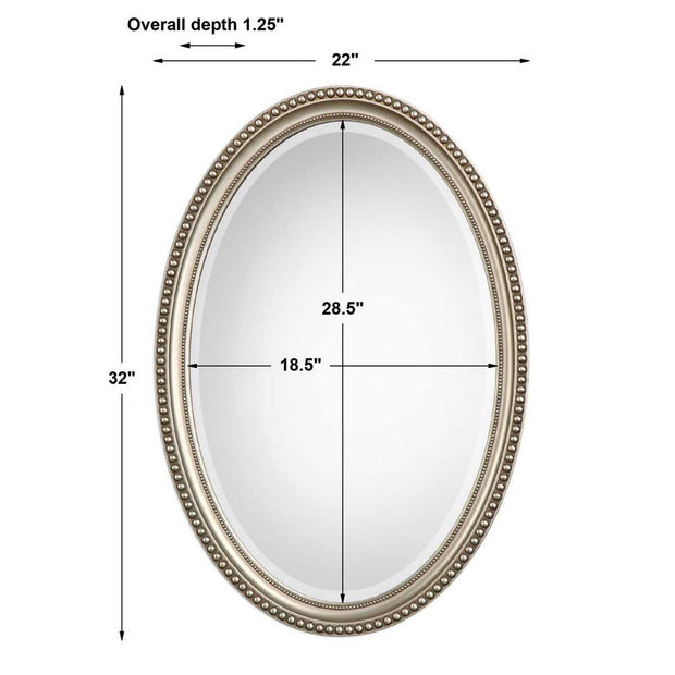 Casa Bella Living Oval Beaded Silver Finish Mirror
