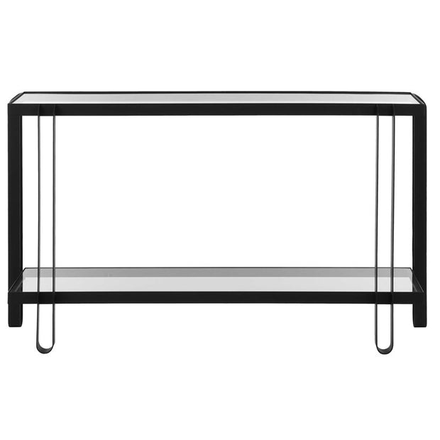 Uttermost Shadow Glass and Black Iron Modern Console Table