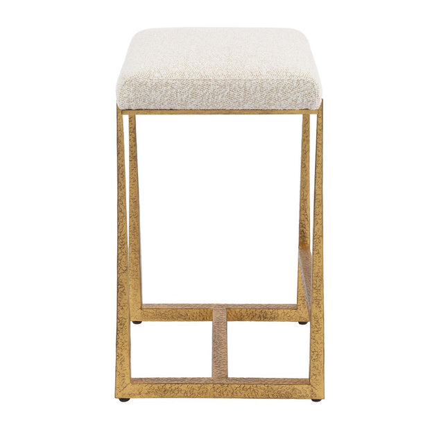 Uttermost Midas Antiqued Gold Iron Counter Stool With Cushioned Seat