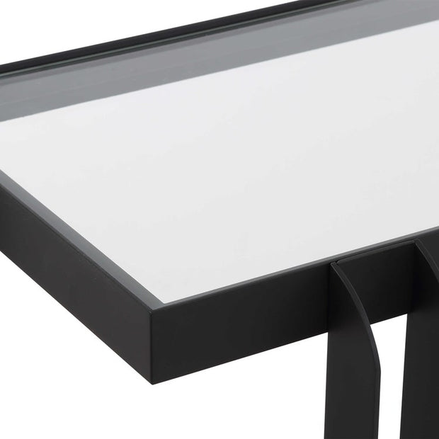 Uttermost Shadow Glass and Black Iron Modern Console Table