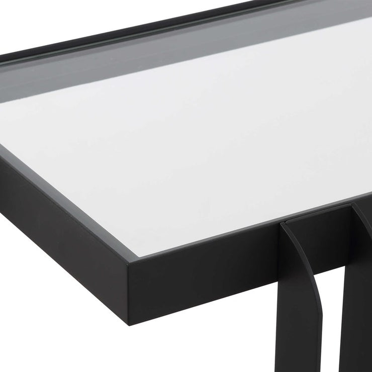 Uttermost Shadow Glass and Black Iron Modern Console Table