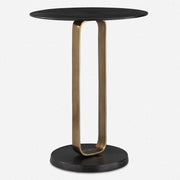 Uttermost Aperture Round Black and Brass Accent Table