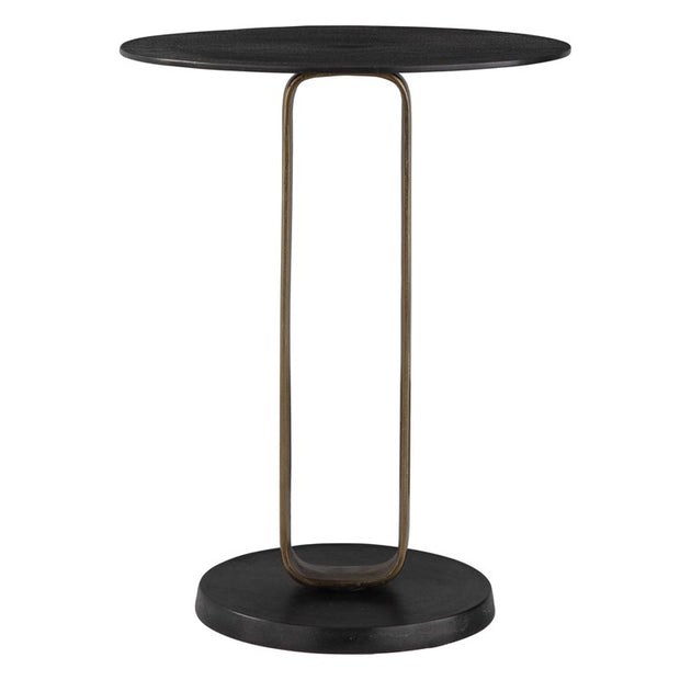Uttermost Aperture Round Black and Brass Accent Table