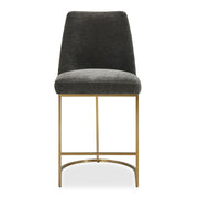 Uttermost Hanni Brass Counter Stool With Charcoal Velvet Cushioned Seat