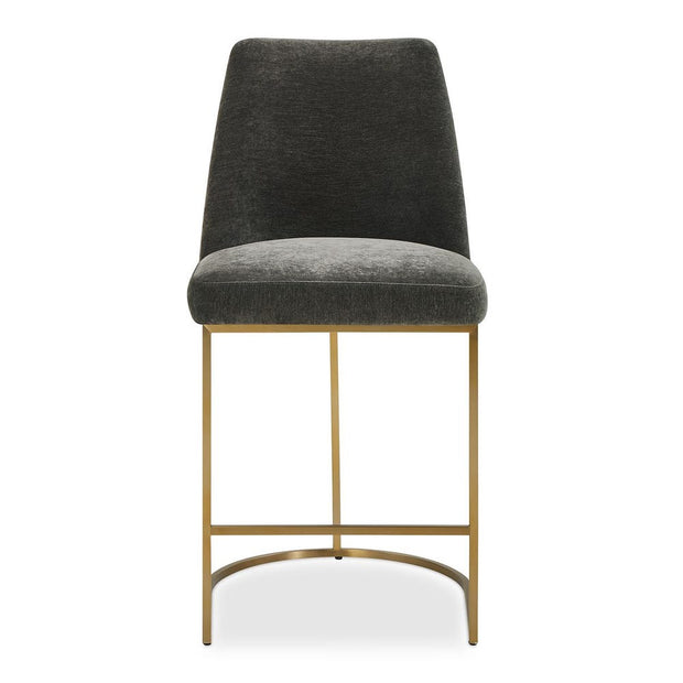 Uttermost Hanni Brass Counter Stool With Charcoal Velvet Cushioned Seat