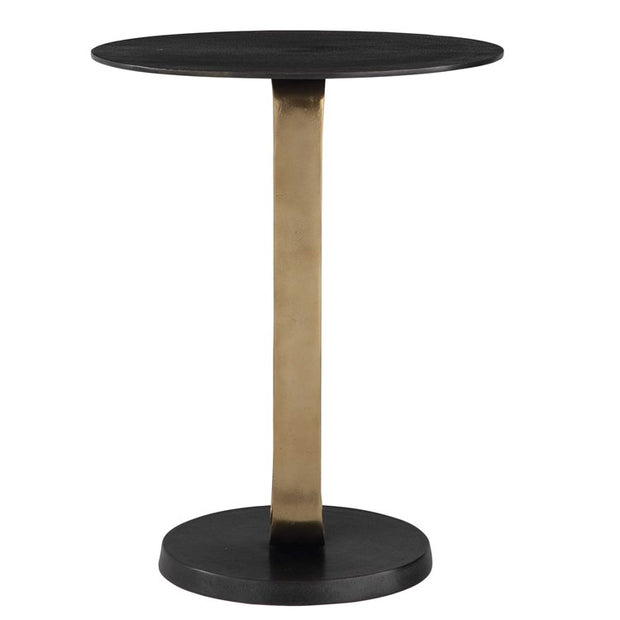 Uttermost Aperture Round Black and Brass Accent Table