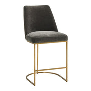 Uttermost Hanni Brass Counter Stool With Charcoal Velvet Cushioned Seat