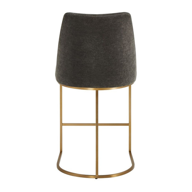 Uttermost Hanni Brass Counter Stool With Charcoal Velvet Cushioned Seat