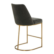 Uttermost Hanni Brass Counter Stool With Charcoal Velvet Cushioned Seat