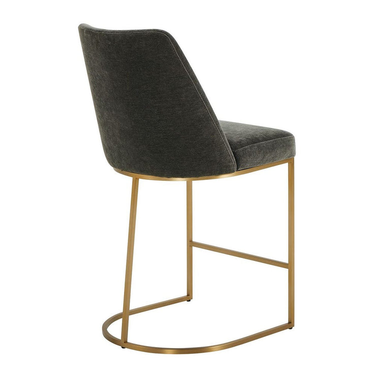 Uttermost Hanni Brass Counter Stool With Charcoal Velvet Cushioned Seat