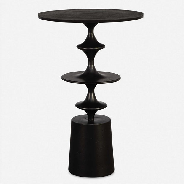 Uttermost Flight Round Black Modern Curved Base Accent Table
