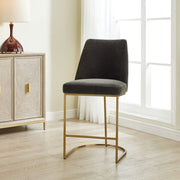 Uttermost Hanni Brass Counter Stool With Charcoal Velvet Cushioned Seat