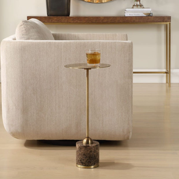 Uttermost Verlin Brushed Brass With Marble Drink Table