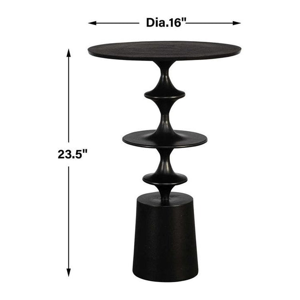 Uttermost Flight Round Black Modern Curved Base Accent Table