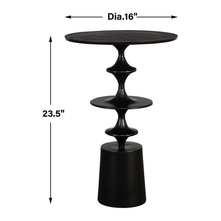Uttermost Flight Round Black Modern Curved Base Accent Table