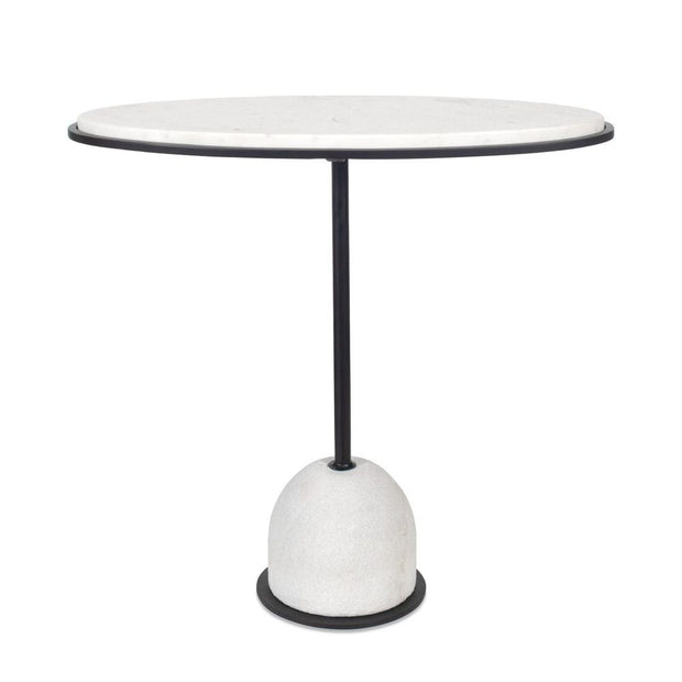 Uttermost Morro White Marble With Black Iron Side Table