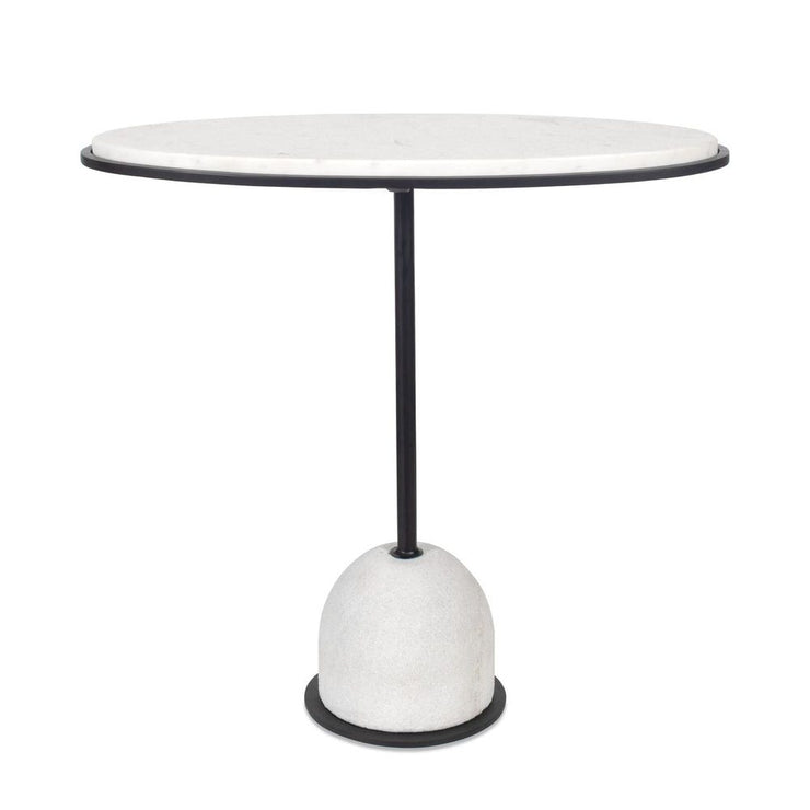 Uttermost Morro White Marble With Black Iron Side Table