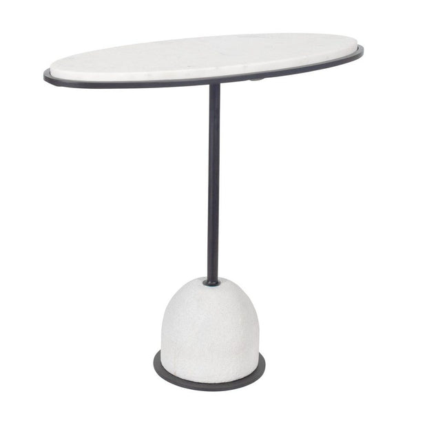 Uttermost Morro White Marble With Black Iron Side Table