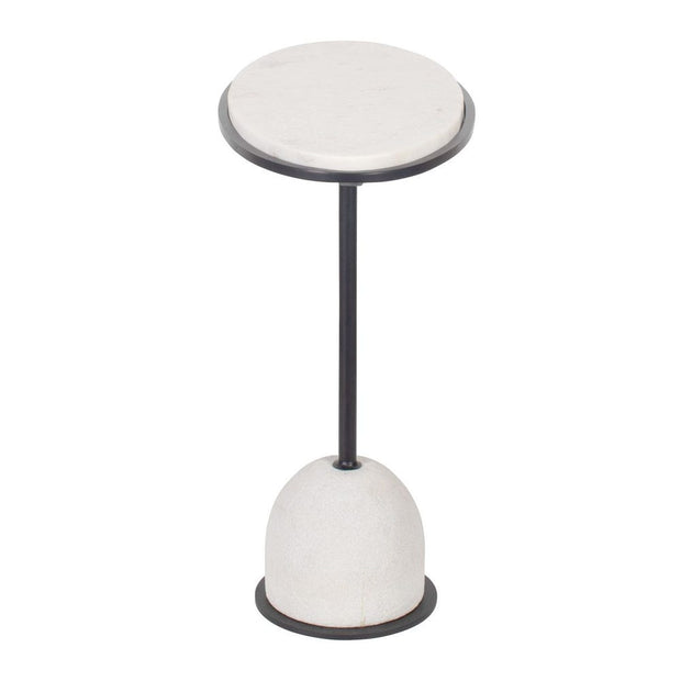 Uttermost Morro White Marble With Black Iron Side Table