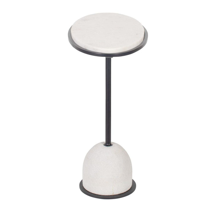 Uttermost Morro White Marble With Black Iron Side Table