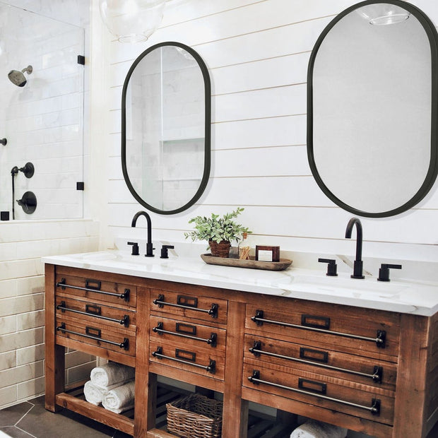 Casa Bella Living Matte Black Framed Oval Shaped Mirror