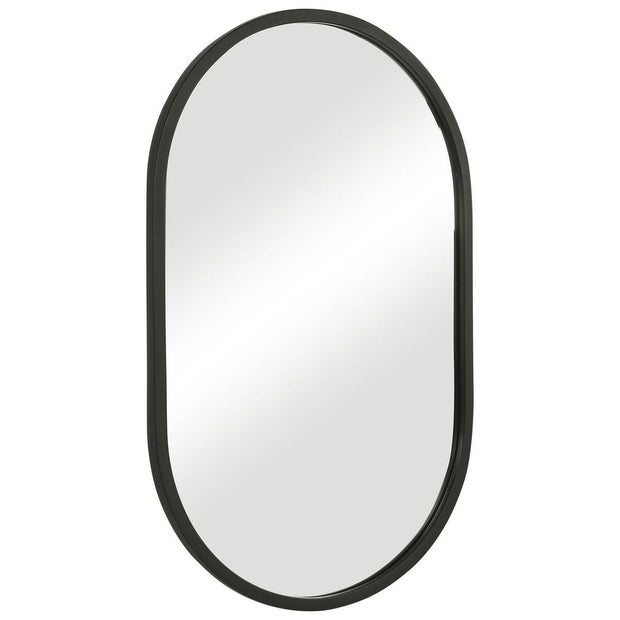 Casa Bella Living Matte Black Framed Oval Shaped Mirror