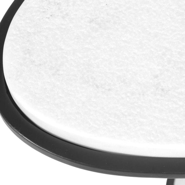 Uttermost Morro White Marble With Black Iron Side Table