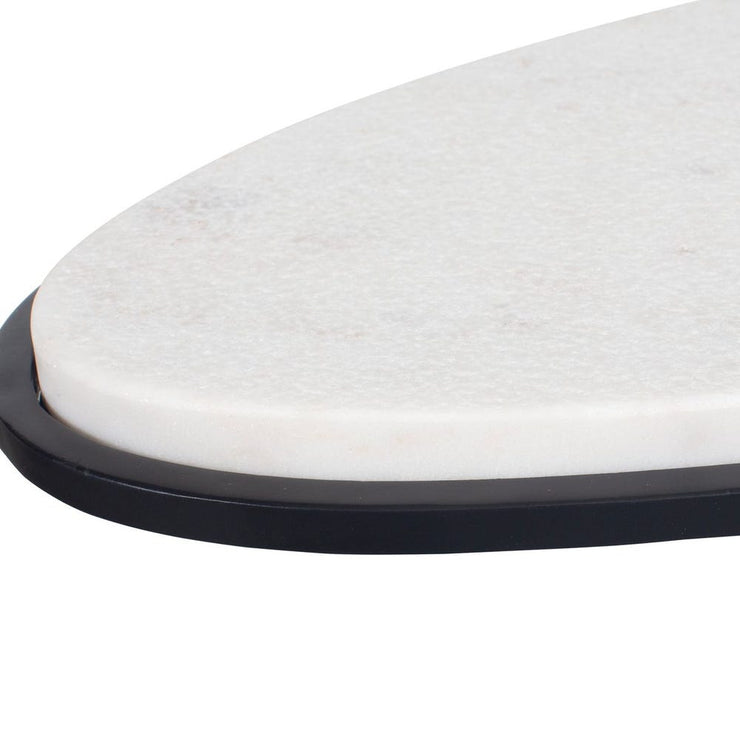 Uttermost Morro White Marble With Black Iron Side Table