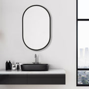 Casa Bella Living Matte Black Framed Oval Shaped Mirror