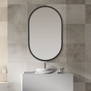 Casa Bella Living Matte Black Framed Oval Shaped Mirror