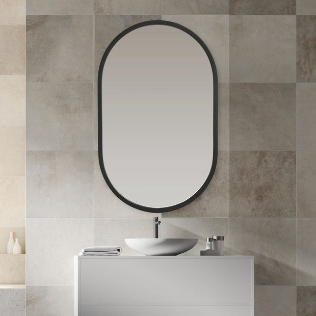 Casa Bella Living Matte Black Framed Oval Shaped Mirror
