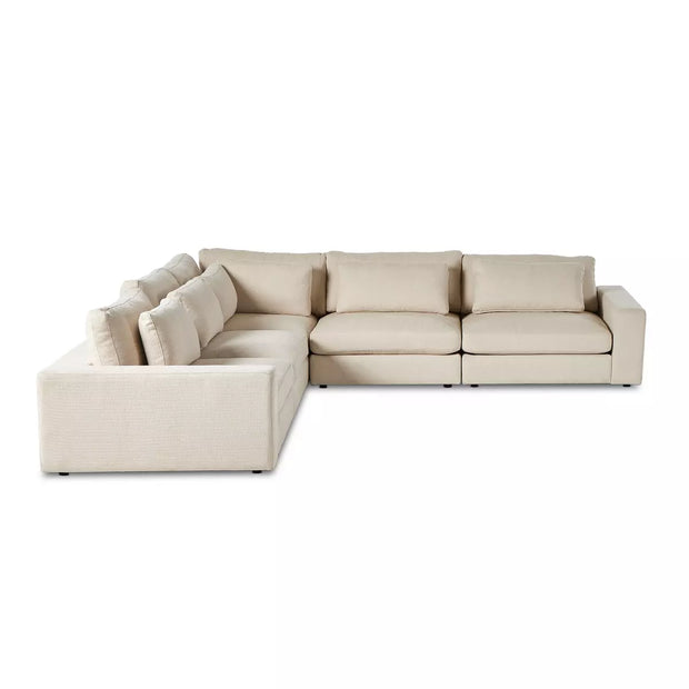 Four Hands Bloor 5 Piece Modular Deep Seating Sectional ~ Clairmont Sand Upholstered Fabric