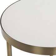 Uttermost Aragon White Shagreen Top with Brass Base Set of 2 Modern Round Nesting Tables
